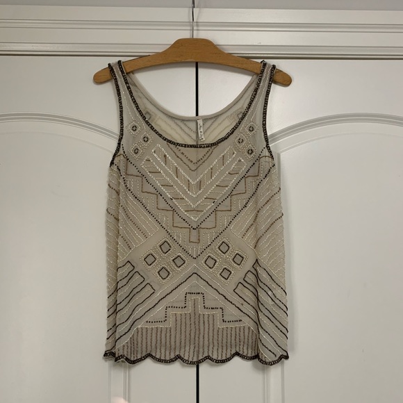 ❤️Willow & Clay Beaded Ivory Blouse Sheer XS - Picture 1 of 6
